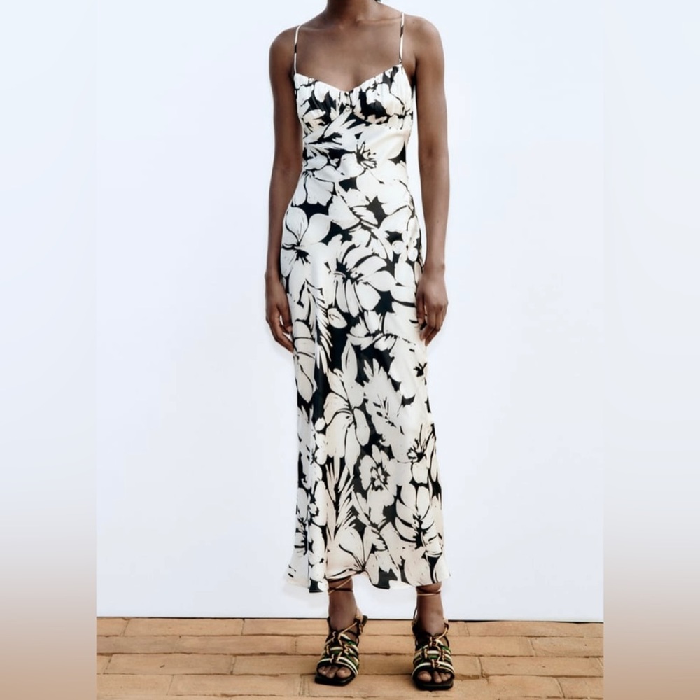 Zara Silk Floral Printed Slip Dress